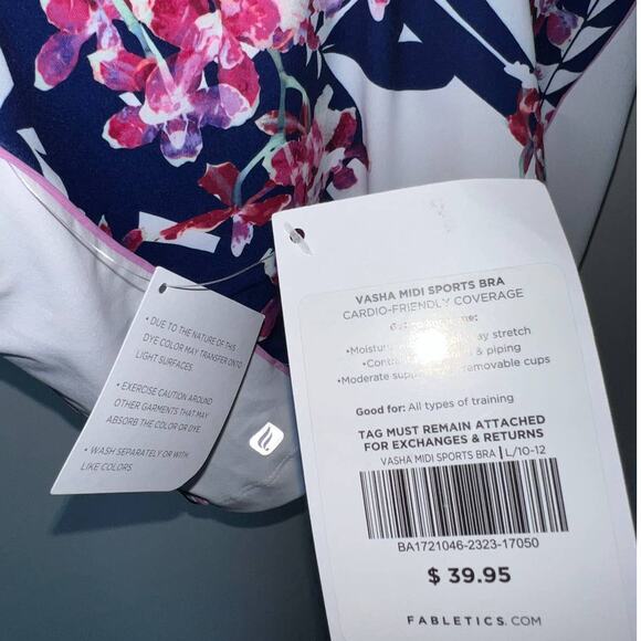 New Fabletics Vasha Midi Floral Print Sports Bra size L - Picture 4 of 6
